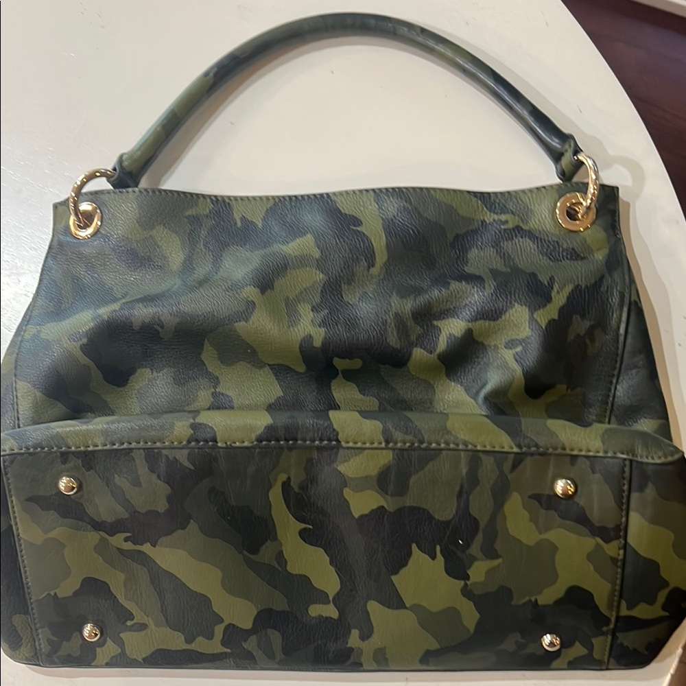 Camouflage Tote Bag with Gold Accents